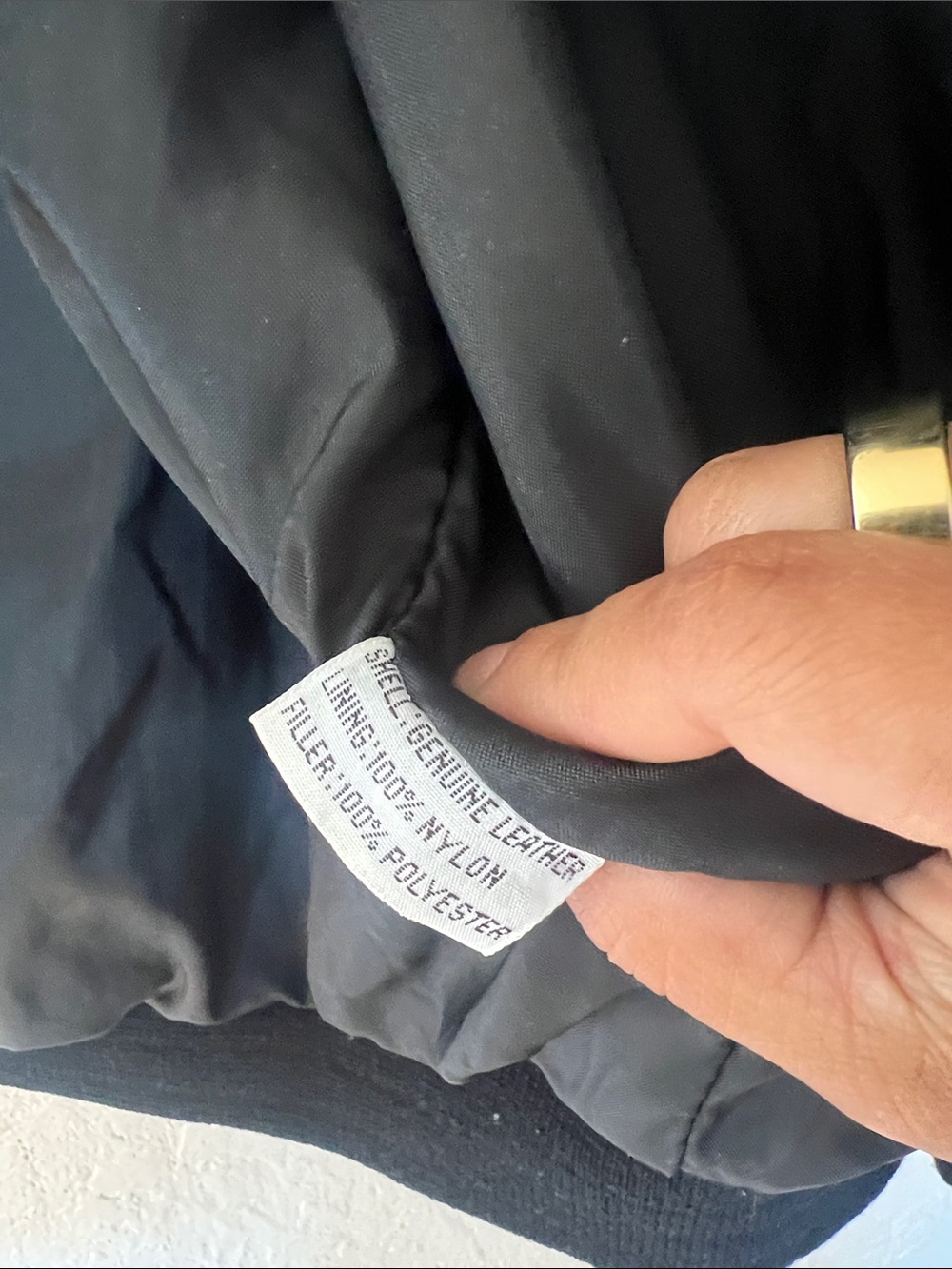 Colorblock Vintage Leather Bomber Jacket. Genuine Leather Shell - Picture 12 of 12